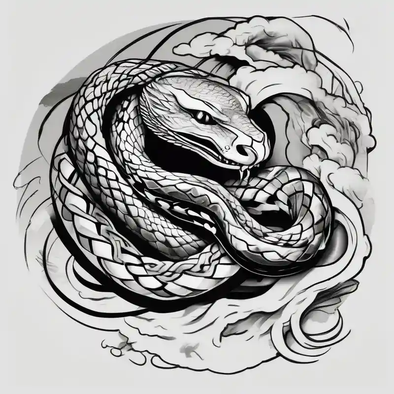 Dangerous Big Snake back Tattoo floral sleeve tattoo